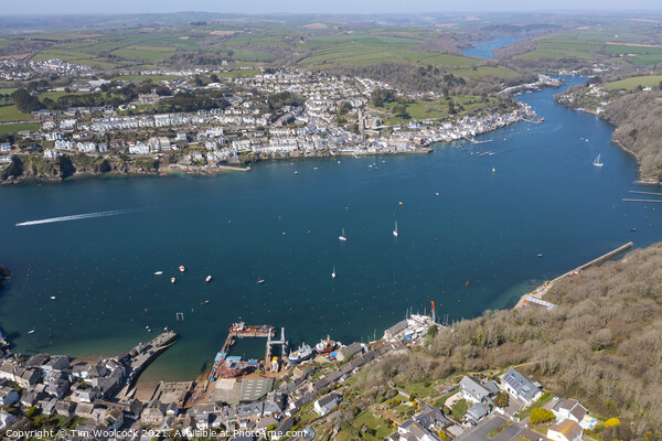 Aerial photograph of Fowey and Polruan, Cornwall, England. Picture Board by Tim Woolcock