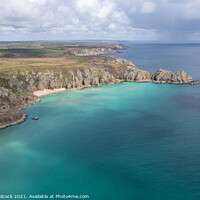 Buy canvas prints of Aerial photograph of Porthcurno Beach nr Lands End, Cornwall, En by Tim Woolcock
