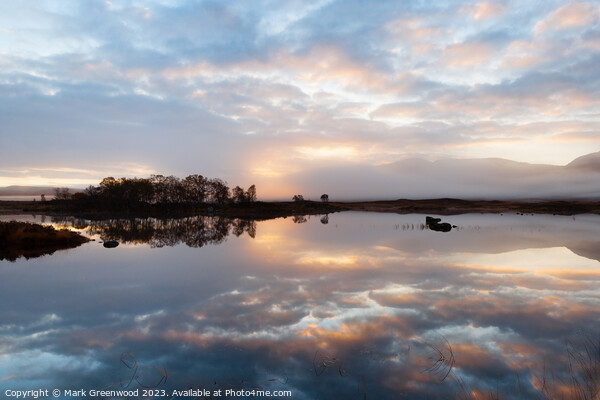 Dawn's Serenity: Highland Loch Ba Picture Board by Mark Greenwood