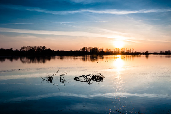 Tranquil Wilstone Reservoir Sunset Framed Mounted Print by Mark Greenwood