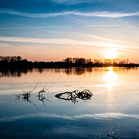 Buy canvas prints of Tranquil Wilstone Reservoir Sunset by Mark Greenwood