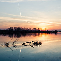 Buy canvas prints of Sunset at Wilstone Nature Reserve by Mark Greenwood
