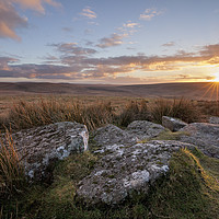 Buy canvas prints of Sunset over Rocky Moorland by Bruce Little
