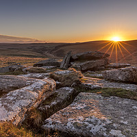 Buy canvas prints of Sunset from Little Bee Tor, Dartmoor by Bruce Little