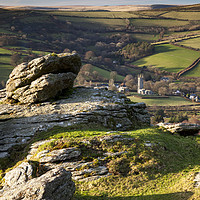 Buy canvas prints of Widecombe in the Moor from Tunhill rocks by Bruce Little
