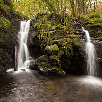 Buy canvas prints of Twin waterfalls on the Venford Brook, Dartmoor by Bruce Little