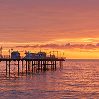 Buy canvas prints of Fiery Sunrise at Teignmouth Pier by Bruce Little