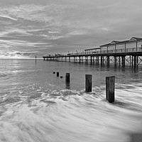 Buy canvas prints of Monochromatic Sunrise over Teignmouth Pier by Bruce Little