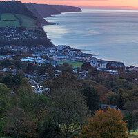 Buy canvas prints of Looking Down on Sidmouth at Sunrise by Bruce Little