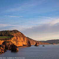 Buy canvas prints of Ladram Bay Cliffs at Sunrise by Bruce Little
