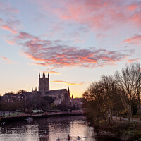 Buy canvas prints of Sunrise at Worcester Cathedral by Bruce Little