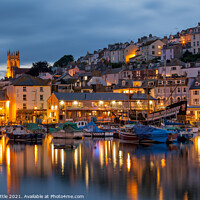 Buy canvas prints of Brixham Blue Hour Reflections by Bruce Little