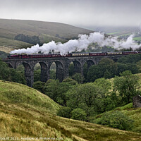 Buy canvas prints of Steam Train over Dent head Viaduct by Joy Newbould