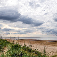 Buy canvas prints of Dramatic Sky over Brancaster Beach, Norfolk by Joy Newbould