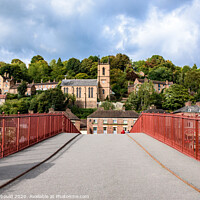 Buy canvas prints of View across the Iron Bridge at Ironbridge by Joy Newbould