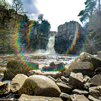 Buy canvas prints of High Force Waterfall with rainbow spray by Joy Newbould