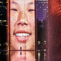 Buy canvas prints of Crown Fountain in Millennium Park, Chicago by Jim Hughes