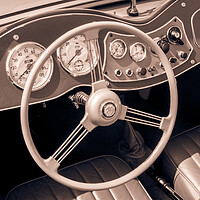 Buy canvas prints of 1951 MG TD Midget dashboard and steering wheel by Jim Hughes