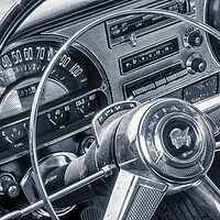 Buy canvas prints of Pontiac Chieftain dash and steering wheel by Jim Hughes