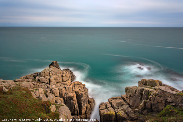 All Calm at the Minack Picture Board by Steve Mundy