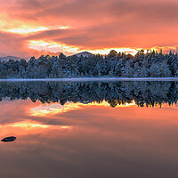 Buy canvas prints of Sky on Fire over Loch Morlich by Tony Bishop