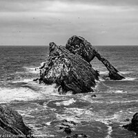 Buy canvas prints of Bow Fiddle Rock, Portknockie, Scotland in Mono by Joe Dailly