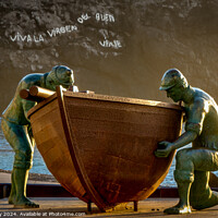 Buy canvas prints of El Cotillo Fishermans statue fuertaventura by Joe Dailly