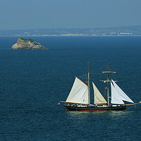Buy canvas prints of Tall Ship Passing Thatcher's Rock by Tom Wade-West