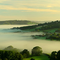 Buy canvas prints of Misty Monmouthshire Morning by Tom Wade-West