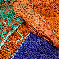Buy canvas prints of Colourful fishing nets by Rhonda Surman