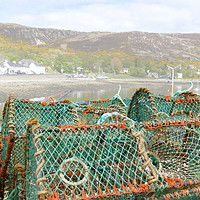 Buy canvas prints of Lobster Pots at Ullapool Harbour by Rhonda Surman