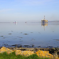 Buy canvas prints of Udale Bay, RSPB reserve and oil rigs by Rhonda Surman