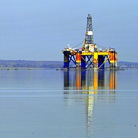 Buy canvas prints of Oil Rig from Udale Bay by Rhonda Surman