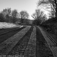 Buy canvas prints of A cobbled Yorkshire Road by Colin Green