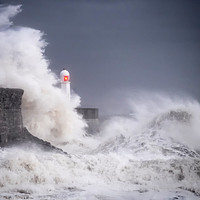 Buy canvas prints of STORM AT PORTHCAWL by LINDA WELLINGTON