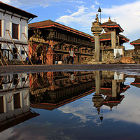 Buy canvas prints of Bhaktapur Durbar Square's reflection on water by Sudeep Suwal