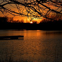 Buy canvas prints of Sunset at Theale lakes Berkshire by Brian Pearce