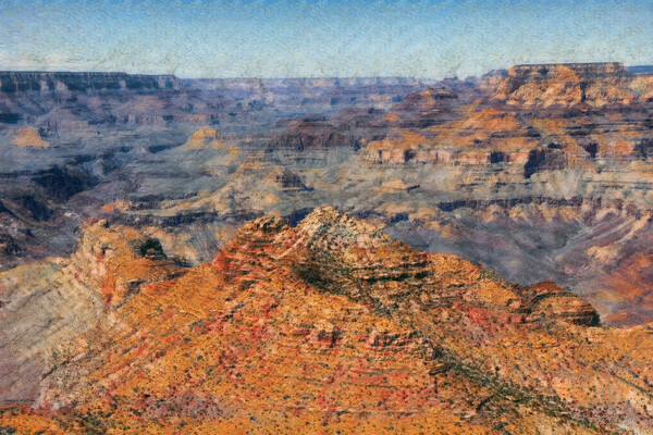 Digital painting of a scenic Grand Canyon during late summer sea Picture Board by Thomas Baker