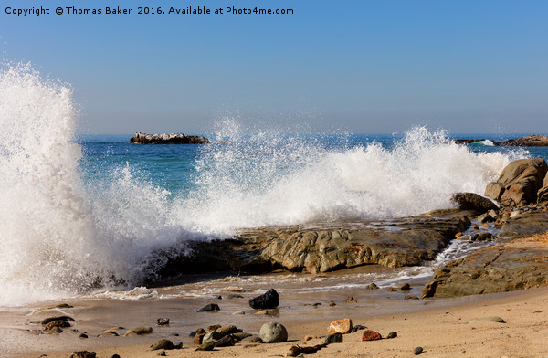 Ocean waves hitting rocks on Laguna Beach in Calif Picture Board by Thomas Baker