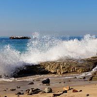 Buy canvas prints of Ocean waves hitting rocks on Laguna Beach in Calif by Thomas Baker