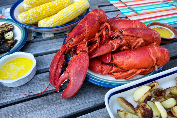 Steamed whole lobsters ready to server for dinner  Picture Board by Thomas Baker