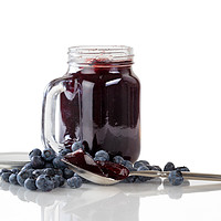 Buy canvas prints of Fresh blueberry jam and berries with glass jar iso by Thomas Baker