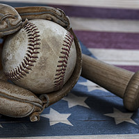 Buy canvas prints of Old Fashion American Baseball  by Thomas Baker
