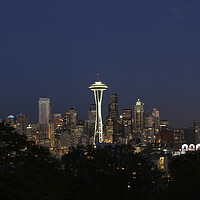 Buy canvas prints of Twilight Skyline of Seattle Washington by Thomas Baker