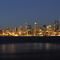 Buy canvas prints of Skyline of Seattle Washington during night time  by Thomas Baker