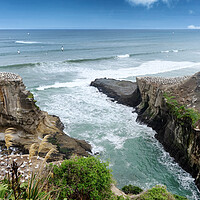 Buy canvas prints of Inlet of the jagged New Zealand coastline with Pac by Thomas Baker