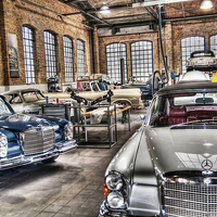 Buy canvas prints of Vintage car Classic Remise workshop, Berlin by sharon hitman