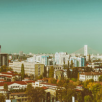 Buy canvas prints of Aerial View Of Bucharest City Skyline by Radu Bercan