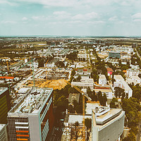 Buy canvas prints of Aerial View Of Bucharest City Skyline by Radu Bercan