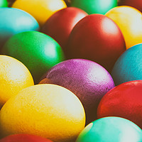 Buy canvas prints of Colorful Easter Eggs In Basket by Radu Bercan